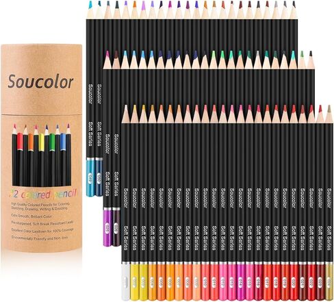 Soucolor 180-Color Artist Colored Pencils Set for Adult Coloring Books, Soft Core, Professional Numbered Art Drawing Pencils for Sketching Shading Blending Crafting, Gift Tin Box for Beginners Kids in Kuwait