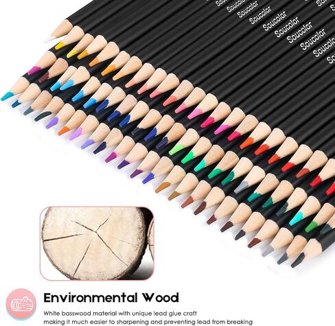 Soucolor 180-Color Artist Colored Pencils Set for Adult Coloring Books, Soft Core, Professional Numbered Art Drawing Pencils for Sketching Shading Blending Crafting, Gift Tin Box for Beginners Kids in Kuwait