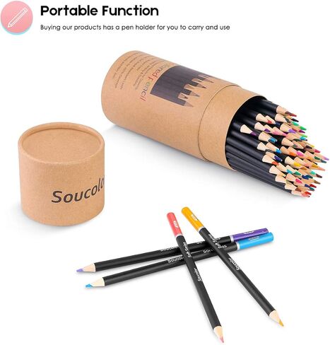 Soucolor 180-Color Artist Colored Pencils Set for Adult Coloring Books, Soft Core, Professional Numbered Art Drawing Pencils for Sketching Shading Blending Crafting, Gift Tin Box for Beginners Kids in Kuwait
