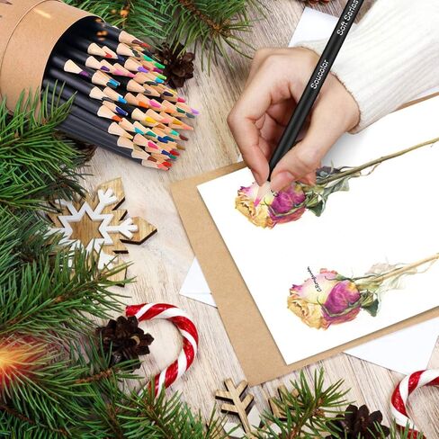 Soucolor 180-Color Artist Colored Pencils Set for Adult Coloring Books, Soft Core, Professional Numbered Art Drawing Pencils for Sketching Shading Blending Crafting, Gift Tin Box for Beginners Kids in Kuwait