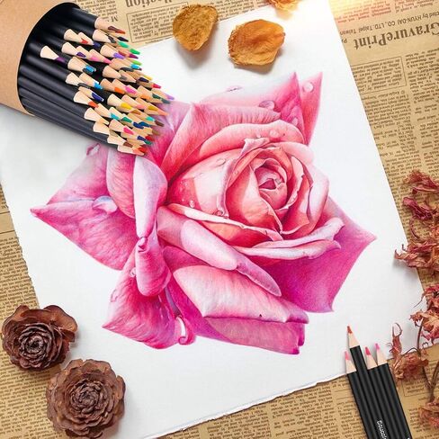 Soucolor 180-Color Artist Colored Pencils Set for Adult Coloring Books, Soft Core, Professional Numbered Art Drawing Pencils for Sketching Shading Blending Crafting, Gift Tin Box for Beginners Kids in Kuwait