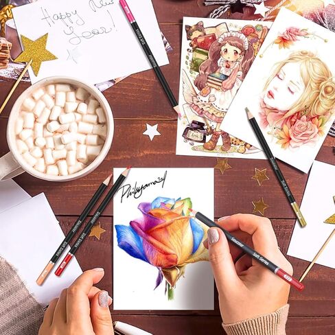 Soucolor 180-Color Artist Colored Pencils Set for Adult Coloring Books, Soft Core, Professional Numbered Art Drawing Pencils for Sketching Shading Blending Crafting, Gift Tin Box for Beginners Kids in Kuwait