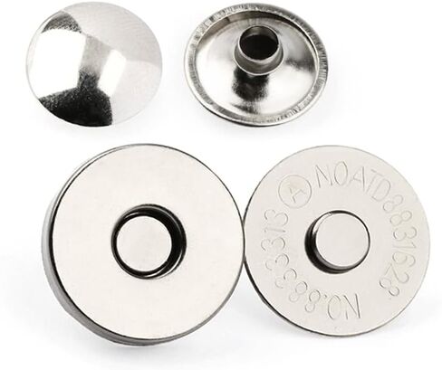 MAHAVIMOKSA 100Sets 18mm Wholesale Magnetic Button Snaps Double Rivet Closures Round Clasp Stud Button for DIY Craft Sewing Bag Purse Leather Clothing Scrapbooking (Silver) in Saudi Arabia