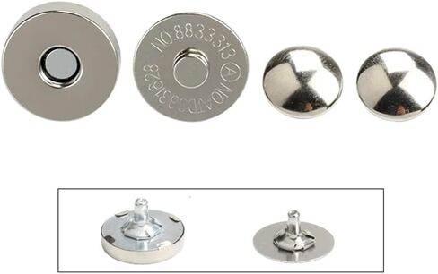 MAHAVIMOKSA 100Sets 18mm Wholesale Magnetic Button Snaps Double Rivet Closures Round Clasp Stud Button for DIY Craft Sewing Bag Purse Leather Clothing Scrapbooking (Silver) in Saudi Arabia