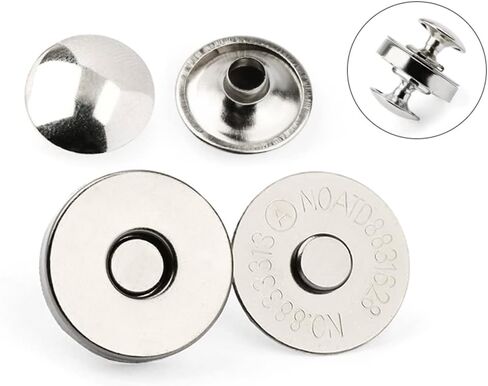 MAHAVIMOKSA 100Sets 18mm Wholesale Magnetic Button Snaps Double Rivet Closures Round Clasp Stud Button for DIY Craft Sewing Bag Purse Leather Clothing Scrapbooking (Silver) in Saudi Arabia