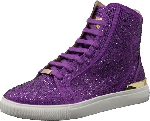 Enzo Romeo Men's Fashion High Top Crystal Shimmer Rhinestone Blink Flat Sneakers Shoes in Saudi Arabia