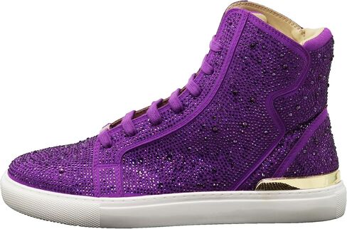 Enzo Romeo Men's Fashion High Top Crystal Shimmer Rhinestone Blink Flat Sneakers Shoes in Saudi Arabia
