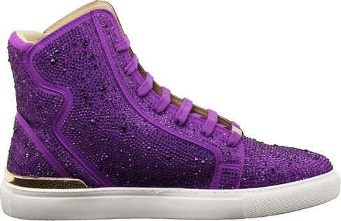 Enzo Romeo Men's Fashion High Top Crystal Shimmer Rhinestone Blink Flat Sneakers Shoes in Saudi Arabia