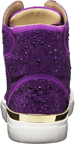 Enzo Romeo Men's Fashion High Top Crystal Shimmer Rhinestone Blink Flat Sneakers Shoes in Saudi Arabia