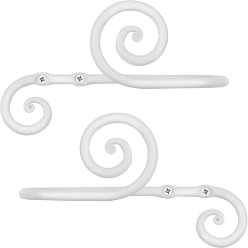RTZEN White Small Curtain Holders for Wall - Farmhouse Curtain Hooks for Drapes - Creative White Curtain Tiebacks - Wrought Iron Drapery Curtain Holdbacks - Unique Metal Tie Backs for Curtains - 2 Pcs in Saudi Arabia