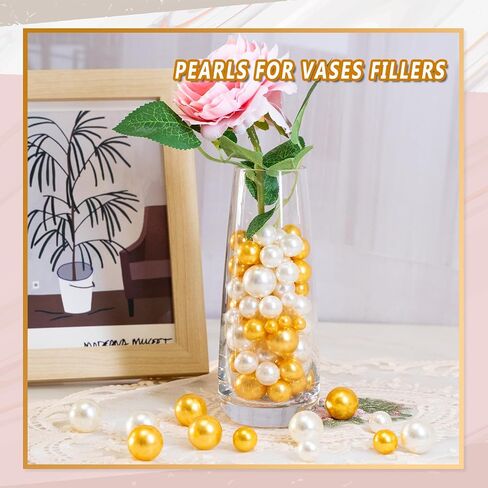 310Pcs Vase Filler Black Gold No Hole Faux Beads for Vase Filling Decorations, Candle Centerpieces, Wedding Centerpieces, Home Party Decor (8/14/20mm) in Saudi Arabia