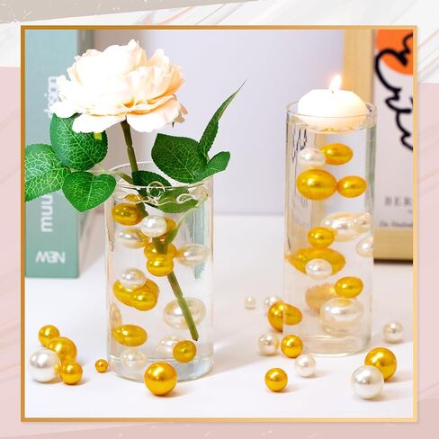 310Pcs Vase Filler Black Gold No Hole Faux Beads for Vase Filling Decorations, Candle Centerpieces, Wedding Centerpieces, Home Party Decor (8/14/20mm) in Saudi Arabia