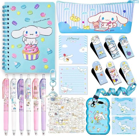 Cute Cartoon Gift Set Kawaii Stationery Kit Include Spiral Notebook Gel Pen Stickers Case (Green) in Saudi Arabia