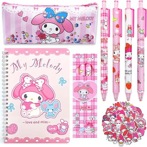 Cute Cartoon Gift Set Kawaii Stationery Kit Include Spiral Notebook Gel Pen Stickers Case (Green) in Saudi Arabia