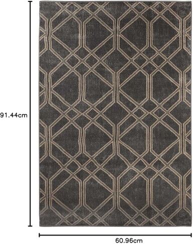 Superior Indoor Area Rug, Jute Backing, Medallion Rugs for Entryway, Living Room, Kitchen Floors, Bedroom, Office, Plush Floor Cover, Traditional Aesthetic, Crawford Collection, 4' x 6', Black Ivory in Kuwait