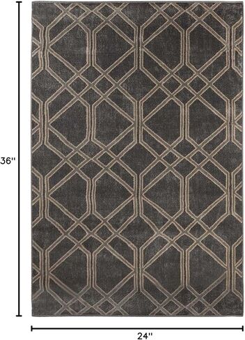 Superior Indoor Area Rug, Jute Backing, Medallion Rugs for Entryway, Living Room, Kitchen Floors, Bedroom, Office, Plush Floor Cover, Traditional Aesthetic, Crawford Collection, 4' x 6', Black Ivory in Kuwait