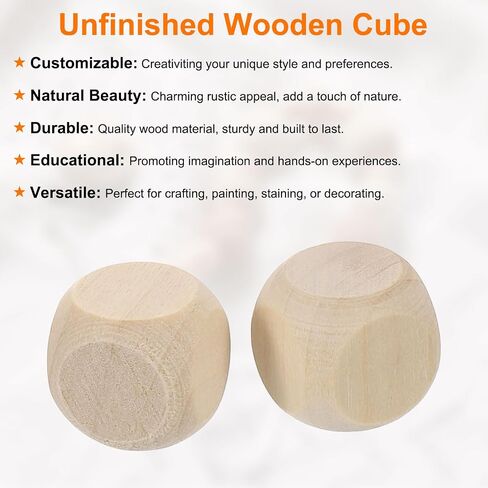 uxcell 100 Pcs Blank Wooden Dice, 12mm/0.47inch Unfinished Wooden Cube Rounded Corners Square Block for DIY Craft Projects in Saudi Arabia