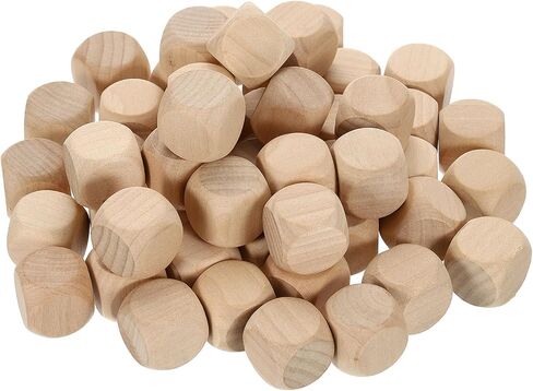 uxcell 100 Pcs Blank Wooden Dice, 12mm/0.47inch Unfinished Wooden Cube Rounded Corners Square Block for DIY Craft Projects in Saudi Arabia