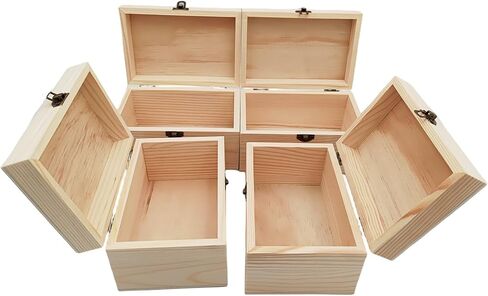 Anktily 4 Pack Unfinished Wooden Box, 6 x 4 x 3 inch Rustic Small Wood Box with Locking Clasp DIY Craft Storage Organizer Box for Home Table Decoration in Saudi Arabia