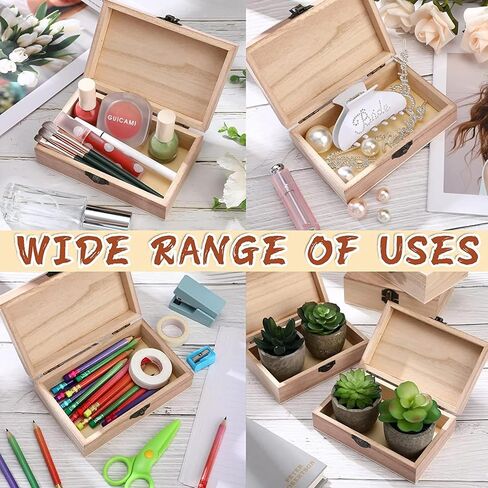Anktily 4 Pack Unfinished Wooden Box, 6 x 4 x 3 inch Rustic Small Wood Box with Locking Clasp DIY Craft Storage Organizer Box for Home Table Decoration in Saudi Arabia