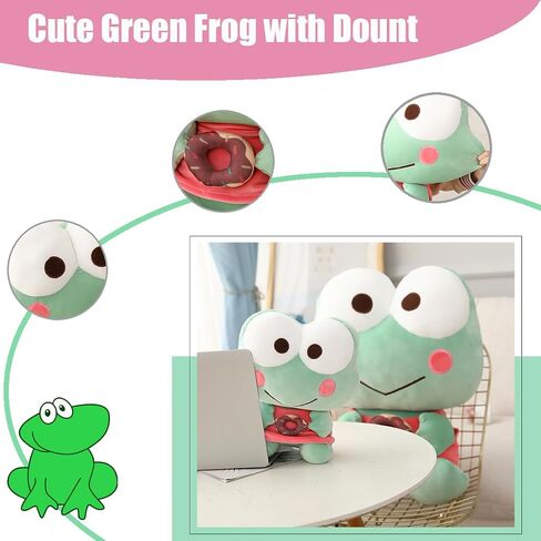 Elainren Sleepy Frog Plush Toy Toy Creative Frog Pottive Animals Green Frog Plushie- Hug and Cuddle with Squishy Accishy and للحشو - هدية دمى الضفدع ، 9.8 '' in Kuwait