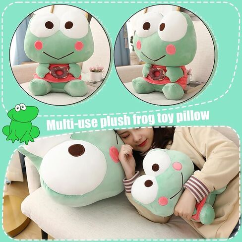 Elainren Sleepy Frog Plush Toy Toy Creative Frog Pottive Animals Green Frog Plushie- Hug and Cuddle with Squishy Accishy and للحشو - هدية دمى الضفدع ، 9.8 '' in Kuwait