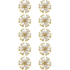 Jerler 10 Pcs 20mm Rhinestone Buttons Crystal Embellishments Sew on Clothing Buttons for Decoration and DIY (Gold Button-1, Large)