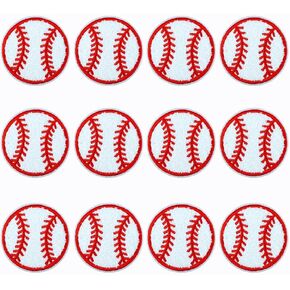 12 PCS Baseball Iron on Patch Sports Ball Chenille Baseball Patches for Decorative Hats Bags Jackets