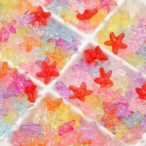 200pcs Starfish Beads Ocean Style Beads acrylic color color حبة للسيارة عن العنق عن العنق جعل ديكور المنزل ديكور حفل زفاف مزهرية مزهرية مزهرية (Starfish)