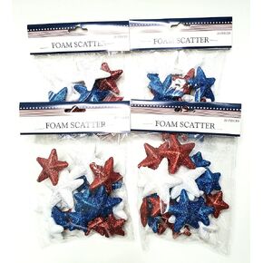 Patriotic Red, White & Blue Americana Glitter Foam Vase Fillers Set of 4
