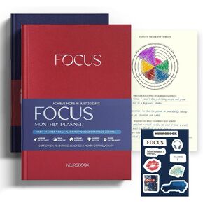 2025 Monthly Focus Planner, Undated Pages, Goal Oriented, Intentional Planner, 2 in 1 Planning and Journaling (Red) in Saudi Arabia