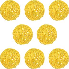 8-Pack Wicker Rattan Balls 60mm/2.4 Inch Decorative Rattan Balls Orbs Vase Fillers Bowl Fillers for Christmas/Weddings/Thanksgiving/DIY Crafts/Home Decor [Rose Red]