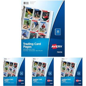 صفحات بطاقات Avery Trading لبوكيمون وماجيك ذا غاذرنغ ودوري كرة القاعدة الرئيسي لكرة القدم الأمريكية، خالية من الأحماض، 10 عبوات (76016)