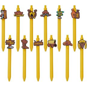 12 PCS Western Cowboy موضوع أقلام نقطة ، مضحكة قابلة للسحب 0.5 مم حبر حبر أسود للأطفال للطلاب الطالب القرطاسية المدارس واللوازم المنزلية هدايا حفلة عيد ميلاد
