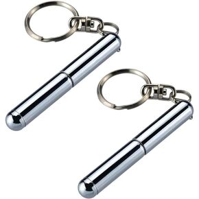 2Pcs Silver Retractable mini pen made of stainless steel Metal Tool Pen Retractable pocket pen keychain Dad gadgets,birthday,Christmas for Students,Office Staff,Portable Ballpoint Pens Car Keychains
