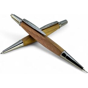 LACHIEVA LUX Walnut Wood Ballpoint Pen and Mechanical Pencil Set – Triangle Grip, Luxury Gift for Men and Women, Includes Refills and Gift Box