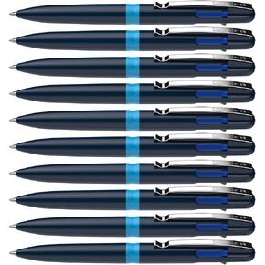 Schneider Take 4 Ballpoint Pen M (متوسطة) ، قابلة لإعادة الملء + برميل أبيض ، وأحباء 4-in-1 متعددة الألوان: أسود ، أحمر ، أزرق ، أخضر ، صندوق من 10 أقلام (138049)