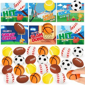 30 عبوة ألعاب Sports Ball مع 60 بطاقات يوم عيد الحب لتبادل الفصول الدراسية للأطفال ، والجنسين متعددة الألوان.