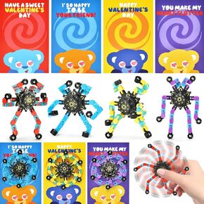 28 حزمة من المغازل القابلة للتحويل ، مضحك ألعاب الحسية المملوكة قابلة للتشوه DIY Robot Spinner ، أصابع الإجهاد تخفيف الإجهاد Gyro Party Toy Toy