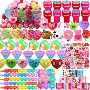 110 Pack Valentines Day Party Ford Favors for Kids ، ألعاب Treasure Box لجوائز الفصول الدراسية ، حشوات Pinata Filler Goodie ، وألعاب الكنز كرنفال بالكثف.