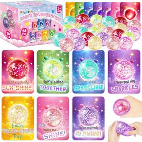28 Pack Valentines Day Gifts بطاقات مع كرات الإجهاد اللامعة ، وبطاقات عيد الحب للأطفال ، والضغط على ألعاب Toys بشكل كبير لمدرسة الفصول الدراسية في عيد الحب تبادل ، وفضل حفلات عيد الحب للفتيان الفتيات