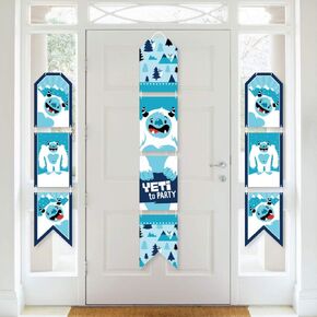 Big Dot of Happiness Yeti to Party - Hanging Vertical Paper Door Banners - Abominable Snowman Party or Birthday Party Wall Decoration Kit - Indoor Door Decor