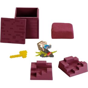 Minecraft Mini Mining Set Nether Nap Steve Figure and Environment Accessory with Moldable Sand for Added Creativity, Creative, Hands-on Biome Build Toy, Gift for Minecraft Fans Age 6 Years and Older