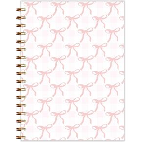 Coquette Pink Bow Ribbon Notebook 5.5x8.3 ، مجلة Girly Girly الفاتحة الوردي والأبيض ، Preppy Journal ، Coquette Girly Office Supplies ، أجهزة الكمبيوتر المحمولة الجمالية للنساء