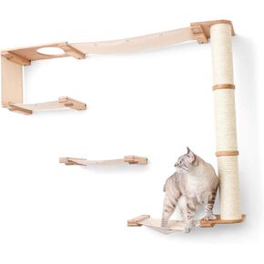 CatastrophiCreations Cat Mod Climb Track Handcrafted Wall Mounted Cat Tree Shelves, English Chestnut/Natural, One Size (528375911ENNAT)