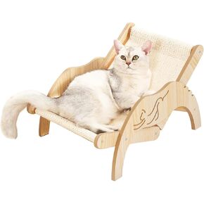 Cat Sisal Chair, Cat Hammock Chair Rocking Chair for Cats Adjustable Wooden Cat Scratcher Cat Swings for Indoor Cats