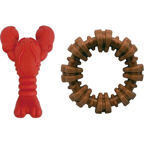 Nylabone Lobster and Textured Ring Power Chew Dog Toys for Aggressive Chewers X-Large 50+ lbs