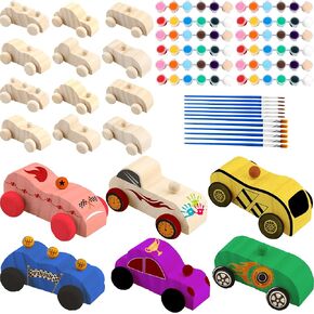 42 جهاز كمبيوتر شخصي غير مكتمل ، تشمل السيارات الخشبية 18 لعبة Wood DIY ألعاب Wood Car Carn
