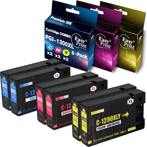 EASYPRINT (2C+2M+2Y) Compatible 1200XL Ink Cartridges PGI-1200 PGI1200XL Used for Canon MAXIFY MB2720 MB2120 MB2320 MB2020 MB2350 MB2050, (6-Pack Color Set, High Capacity)