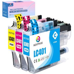 LC401 Cyan, Magenta and Yellow Ink Cartridges 3PK Compatible for Brother LC401 LC401XL for Brother MFC-J1010DW MFC-J1012DW MFC-J1170DW Printer